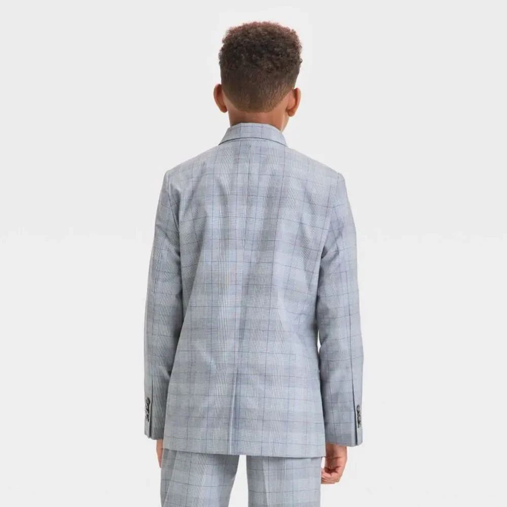 Cat & Jack - Boys' Plaid Suit Jacket - Cat & Jack Dark Gray 8 Gray